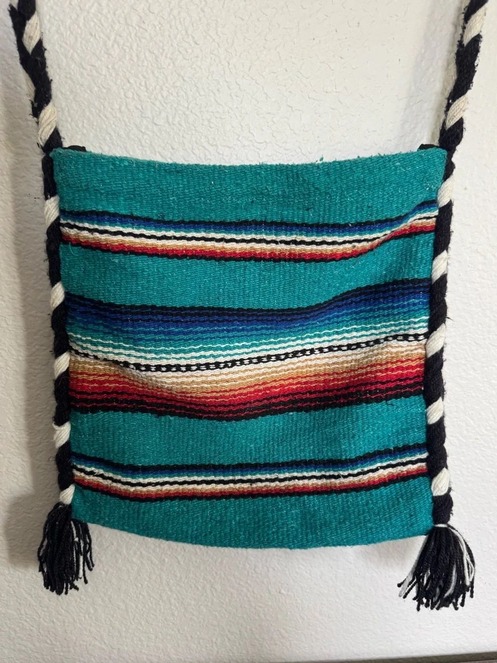 Boho Western Southwest Turquoise Saddle Blanket Crossbody Purse Bag